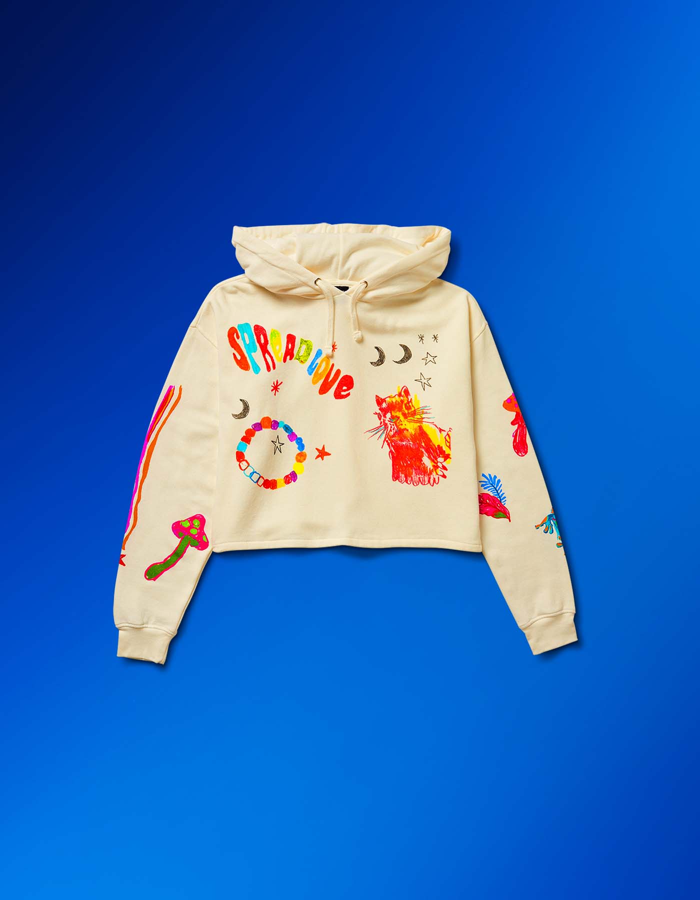 Sketch Love Crop Hoodie - Image 3