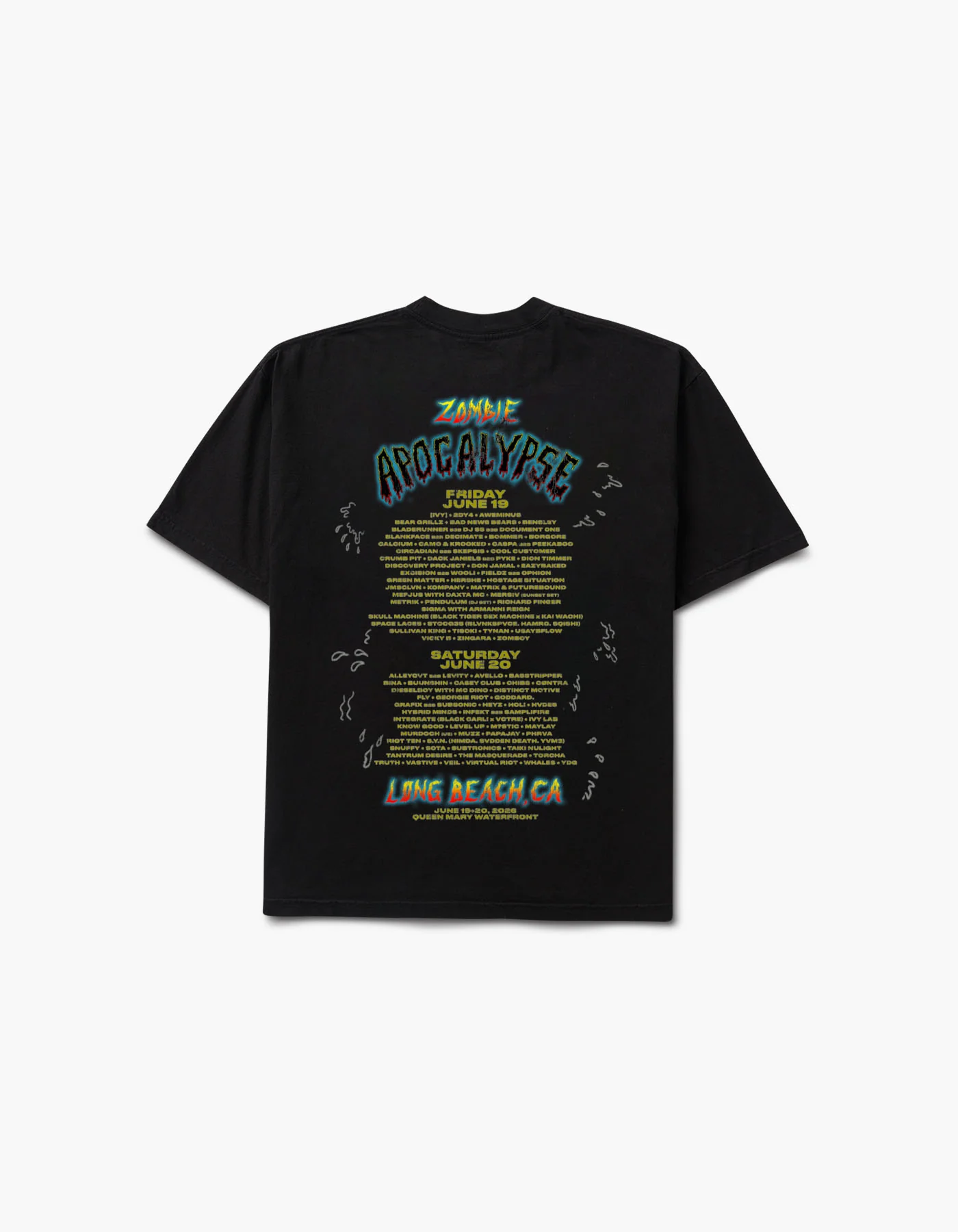 Apocalypse Triple Zombies 2026 Lineup Short Sleeve Tee - Image 2